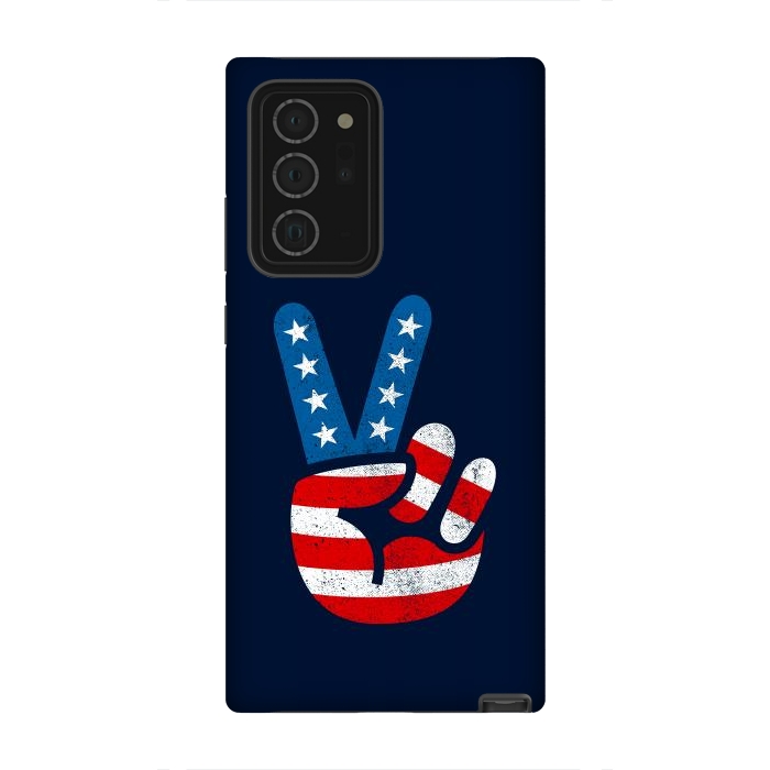 Galaxy Note 20 Ultra StrongFit Peace Love Hand USA Flag Vintage Solid 2 by Vó Maria