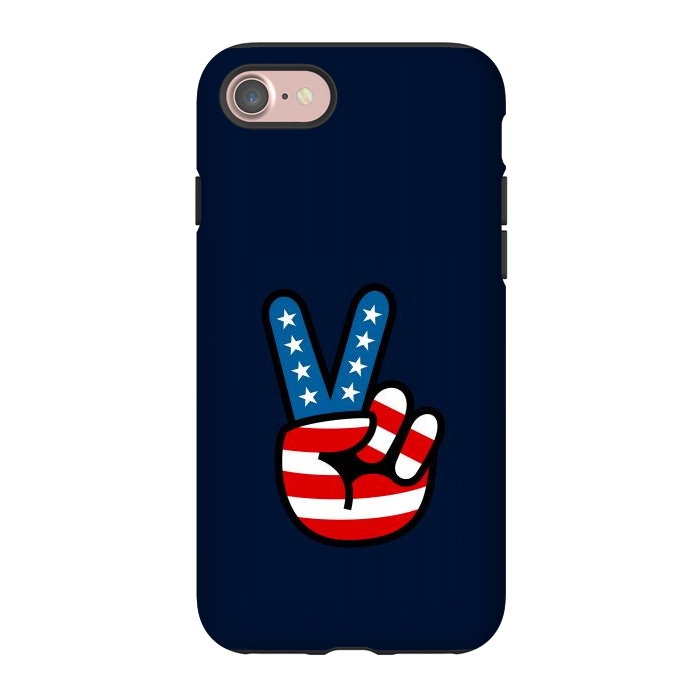iPhone 7 StrongFit Peace Love Hand USA Flag Vintage Solid 3 by Vó Maria