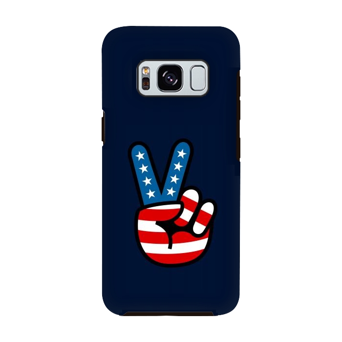 Galaxy S8 StrongFit Peace Love Hand USA Flag Vintage Solid 3 by Vó Maria