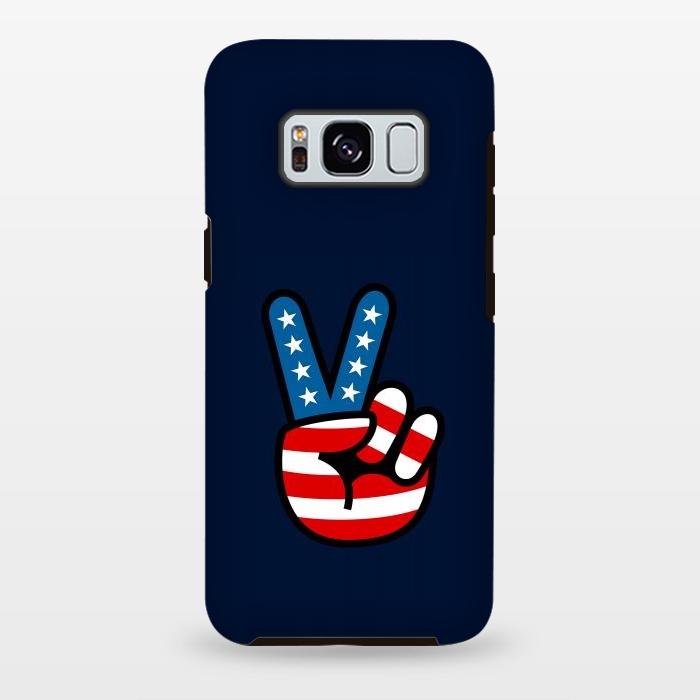 Galaxy S8 plus StrongFit Peace Love Hand USA Flag Vintage Solid 3 by Vó Maria