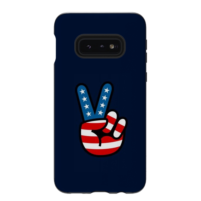 Galaxy S10e StrongFit Peace Love Hand USA Flag Vintage Solid 3 by Vó Maria