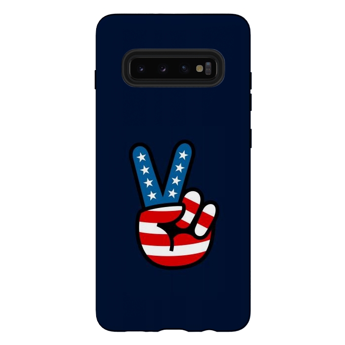 Galaxy S10 plus StrongFit Peace Love Hand USA Flag Vintage Solid 3 by Vó Maria