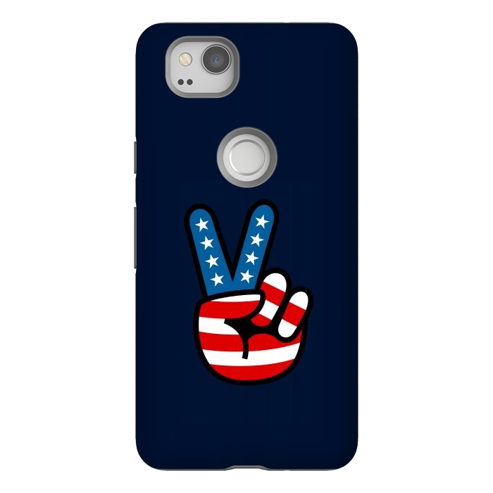 Pixel 2 StrongFit Peace Love Hand USA Flag Vintage Solid 3 by Vó Maria