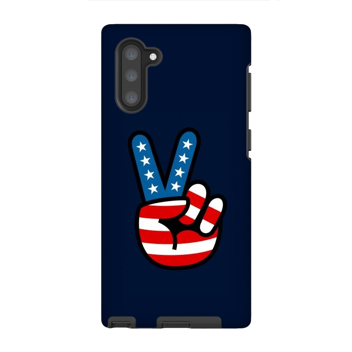 Galaxy Note 10 StrongFit Peace Love Hand USA Flag Vintage Solid 3 by Vó Maria