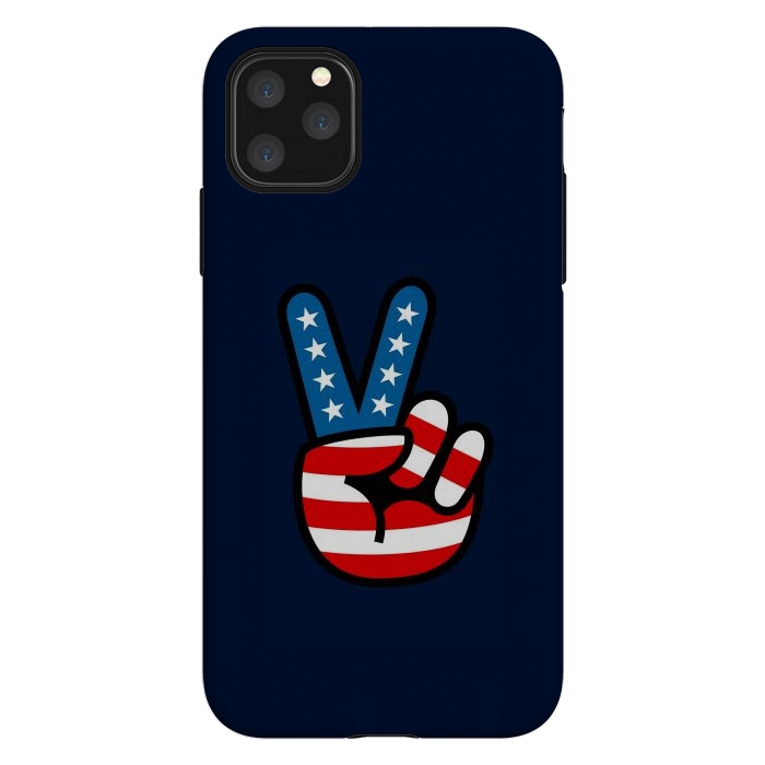 iPhone 11 Pro Max StrongFit Peace Love Hand USA Flag Vintage Solid 3 by Vó Maria