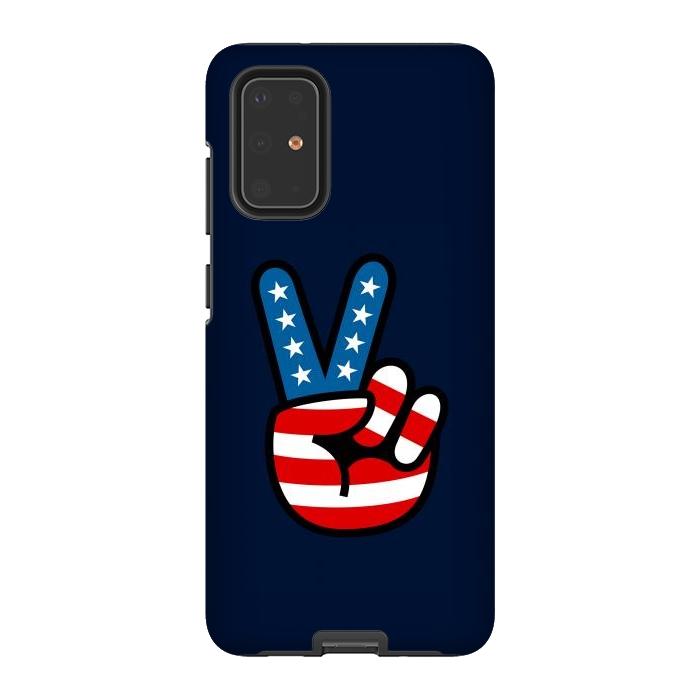 Galaxy S20 Plus StrongFit Peace Love Hand USA Flag Vintage Solid 3 by Vó Maria