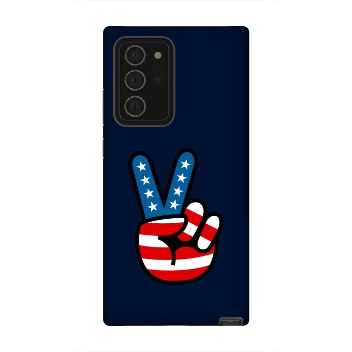 Galaxy Note 20 Ultra StrongFit Peace Love Hand USA Flag Vintage Solid 3 by Vó Maria