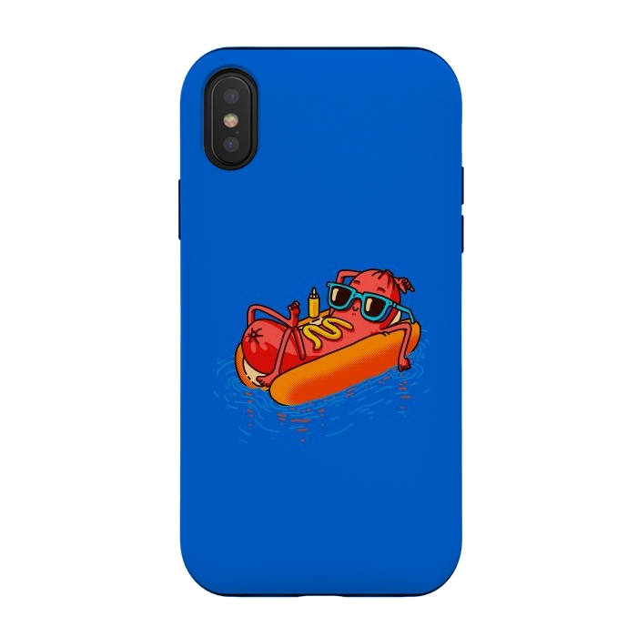 iPhone Xs / X StrongFit Hot Dog Summer Vacation Swimming Pool by Vó Maria
