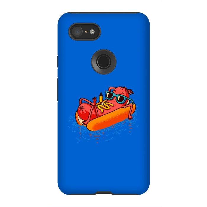 Pixel 3XL StrongFit Hot Dog Summer Vacation Swimming Pool by Vó Maria