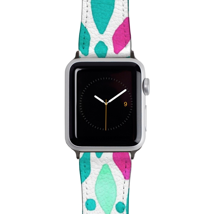Watch 42mm / 44mm Strap PU leather Radiant Dahlia - Pink & Teal by Tangerine-Tane