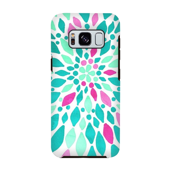 Galaxy S8 StrongFit Radiant Dahlia - Pink & Teal by Tangerine-Tane
