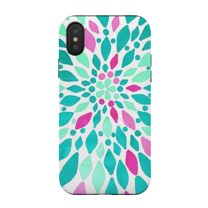 iPhone Xs / X StrongFit Radiant Dahlia - Pink & Teal by Tangerine-Tane
