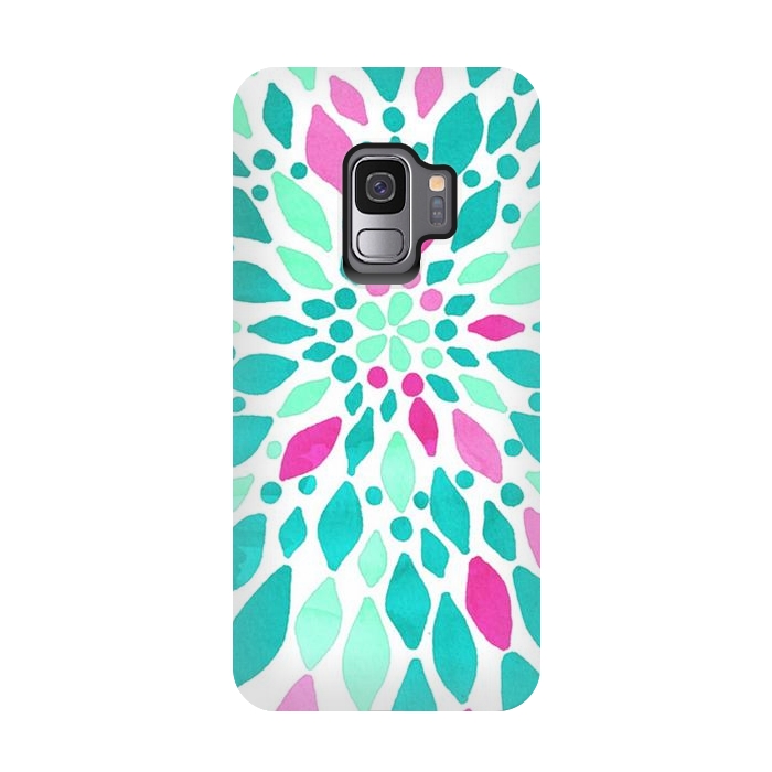 Galaxy S9 StrongFit Radiant Dahlia - Pink & Teal by Tangerine-Tane