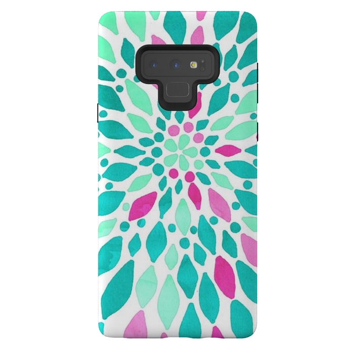 Galaxy Note 9 StrongFit Radiant Dahlia - Pink & Teal by Tangerine-Tane