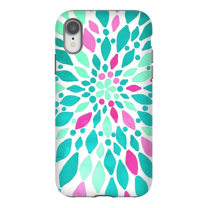 iPhone Xr StrongFit Radiant Dahlia - Pink & Teal by Tangerine-Tane