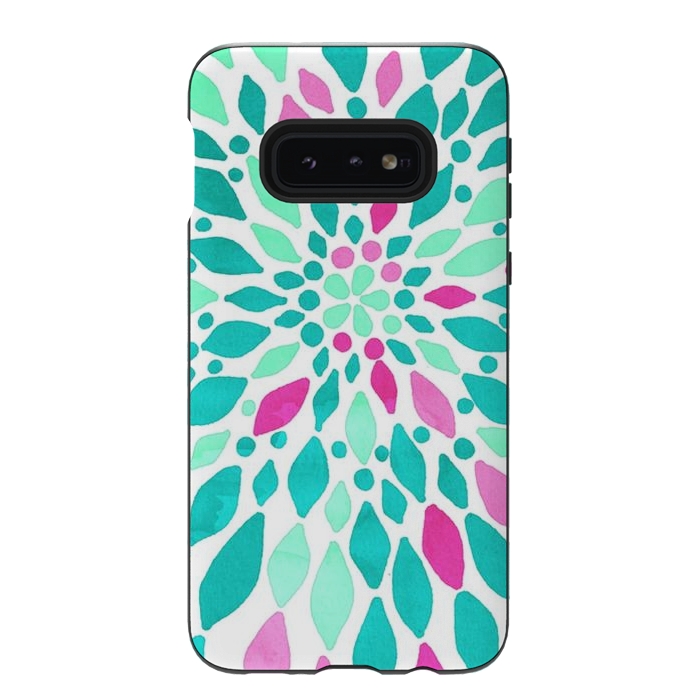 Galaxy S10e StrongFit Radiant Dahlia - Pink & Teal by Tangerine-Tane