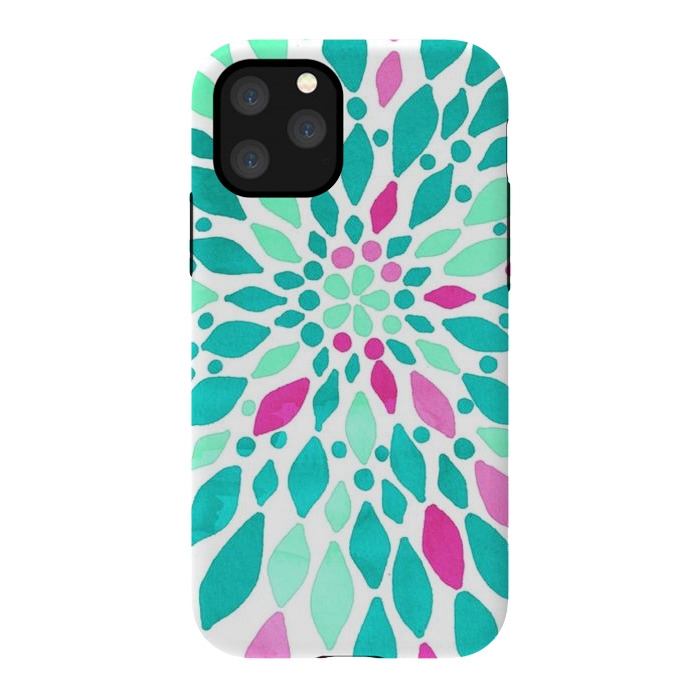 iPhone 11 Pro StrongFit Radiant Dahlia - Pink & Teal by Tangerine-Tane