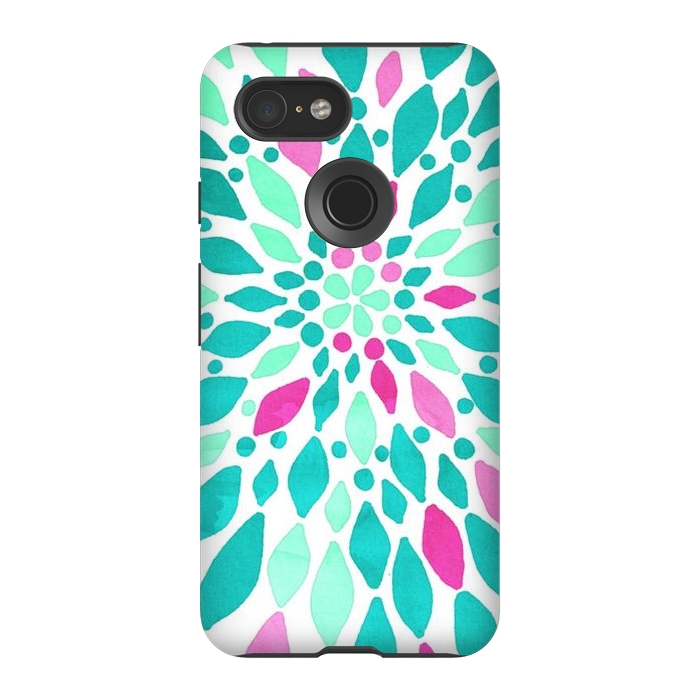 Pixel 3 StrongFit Radiant Dahlia - Pink & Teal by Tangerine-Tane