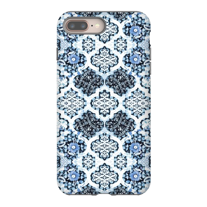 iPhone 7 plus StrongFit Blue white Moroccan decorative mosaic by Oana 