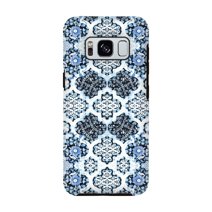 Galaxy S8 StrongFit Blue white Moroccan decorative mosaic by Oana 