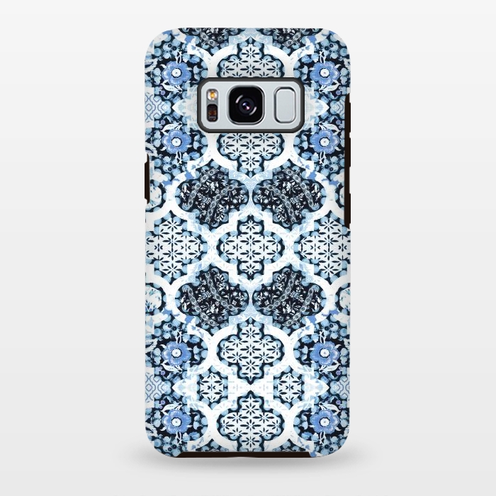 Galaxy S8 plus StrongFit Blue white Moroccan decorative mosaic by Oana 