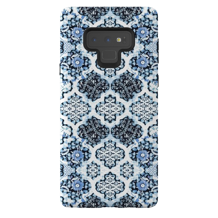 Galaxy Note 9 StrongFit Blue white Moroccan decorative mosaic by Oana 