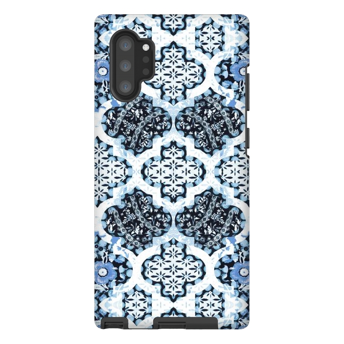 Galaxy Note 10 plus StrongFit Blue white Moroccan decorative mosaic by Oana 