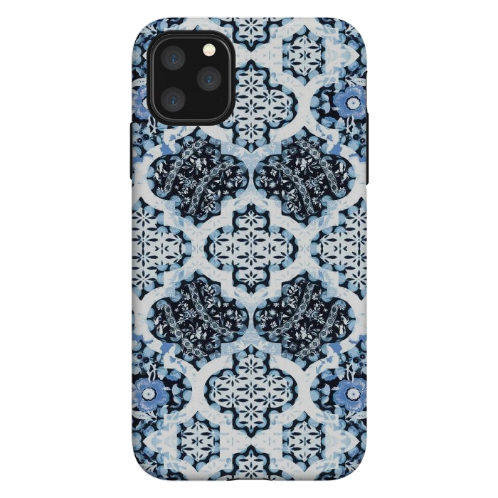 iPhone 11 Pro Max StrongFit Blue white Moroccan decorative mosaic by Oana 