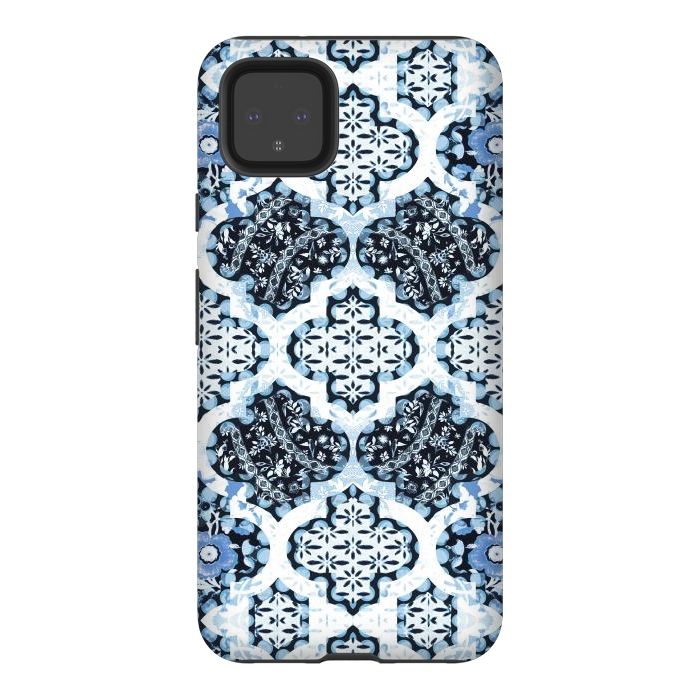 Pixel 4XL StrongFit Blue white Moroccan decorative mosaic by Oana 