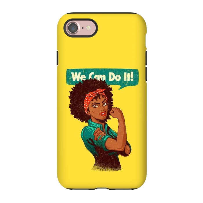 iPhone 7 StrongFit We Can Do It! Black Girl Black Queen Shirt V2 by Vó Maria