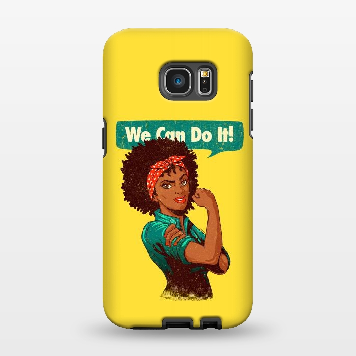 Galaxy S7 EDGE StrongFit We Can Do It! Black Girl Black Queen Shirt V2 by Vó Maria