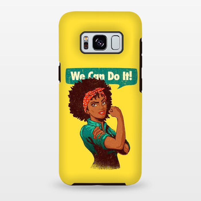 Galaxy S8 plus StrongFit We Can Do It! Black Girl Black Queen Shirt V2 by Vó Maria
