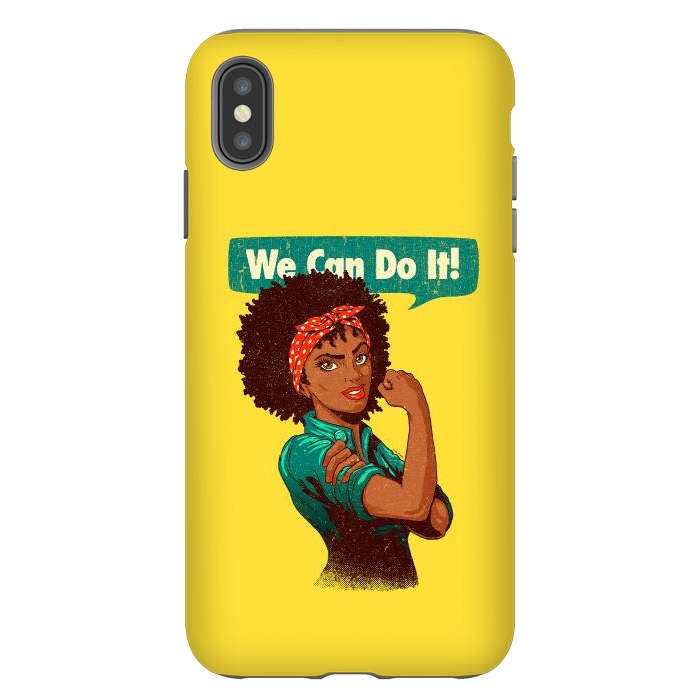 iPhone Xs Max StrongFit We Can Do It! Black Girl Black Queen Shirt V2 by Vó Maria