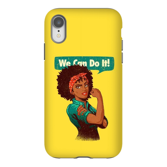 iPhone Xr StrongFit We Can Do It! Black Girl Black Queen Shirt V2 by Vó Maria