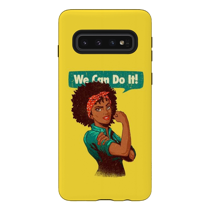 Galaxy S10 StrongFit We Can Do It! Black Girl Black Queen Shirt V2 by Vó Maria