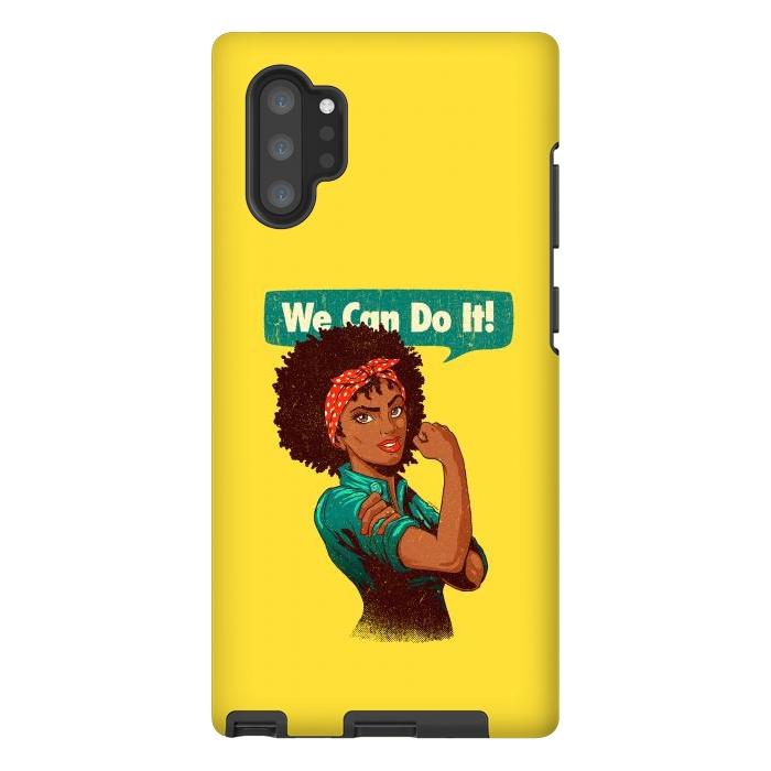 Galaxy Note 10 plus StrongFit We Can Do It! Black Girl Black Queen Shirt V2 by Vó Maria