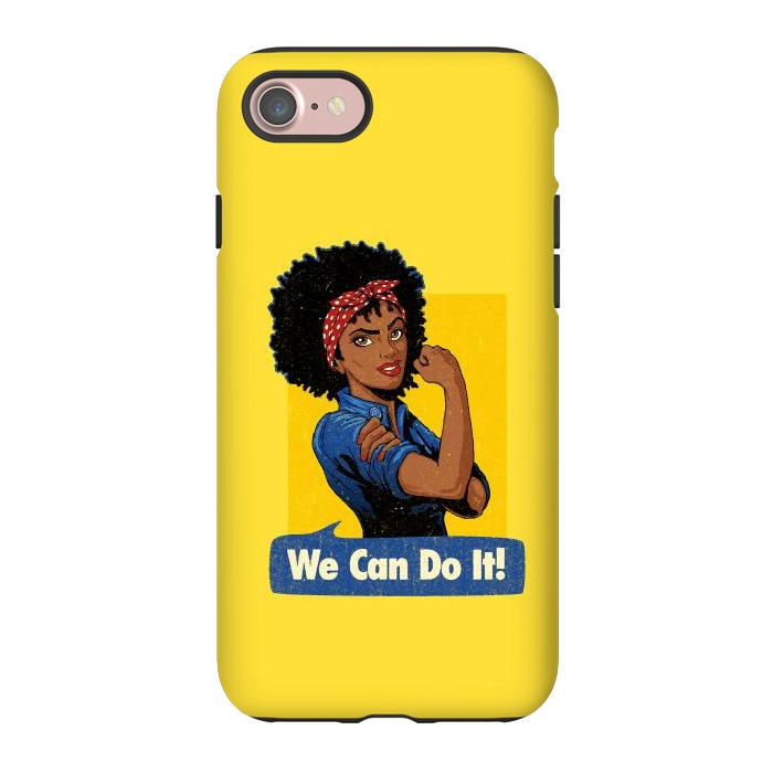 iPhone 7 StrongFit We Can Do It! Black Girl Black Queen Shirt by Vó Maria