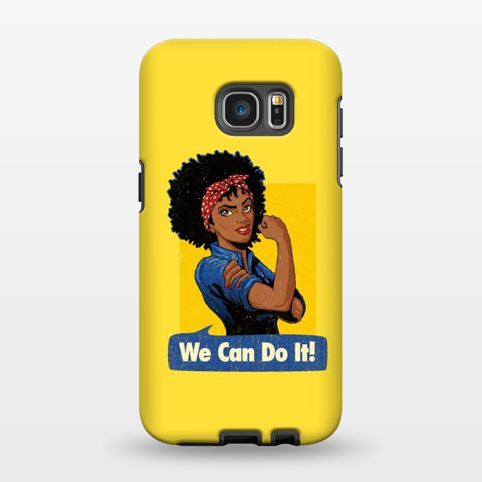 Galaxy S7 EDGE StrongFit We Can Do It! Black Girl Black Queen Shirt by Vó Maria