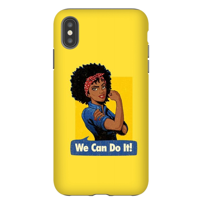 iPhone Xs Max StrongFit We Can Do It! Black Girl Black Queen Shirt by Vó Maria
