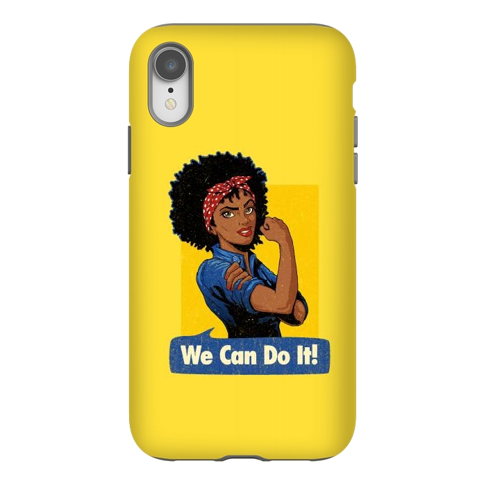 iPhone Xr StrongFit We Can Do It! Black Girl Black Queen Shirt by Vó Maria