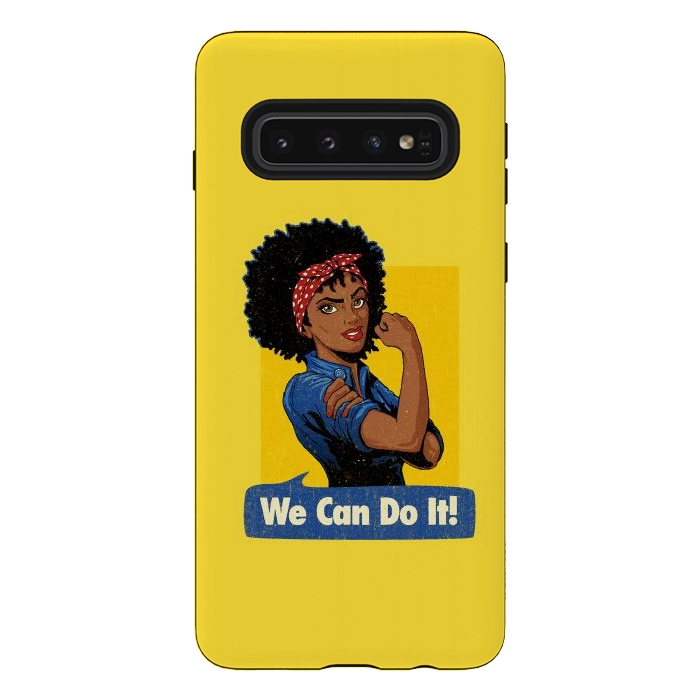 Galaxy S10 StrongFit We Can Do It! Black Girl Black Queen Shirt by Vó Maria