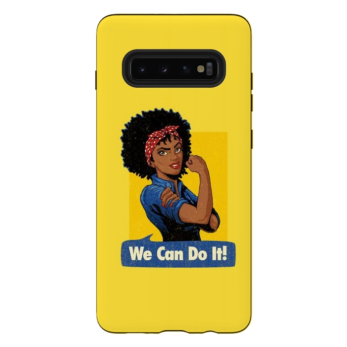 Galaxy S10 plus StrongFit We Can Do It! Black Girl Black Queen Shirt by Vó Maria