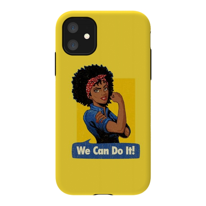 iPhone 11 StrongFit We Can Do It! Black Girl Black Queen Shirt by Vó Maria