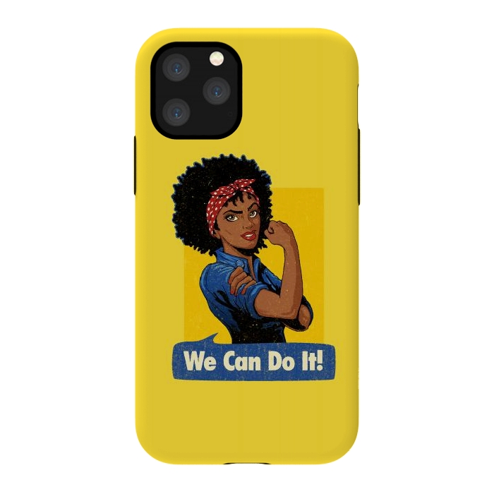 iPhone 11 Pro StrongFit We Can Do It! Black Girl Black Queen Shirt by Vó Maria