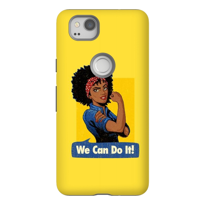 Pixel 2 StrongFit We Can Do It! Black Girl Black Queen Shirt by Vó Maria