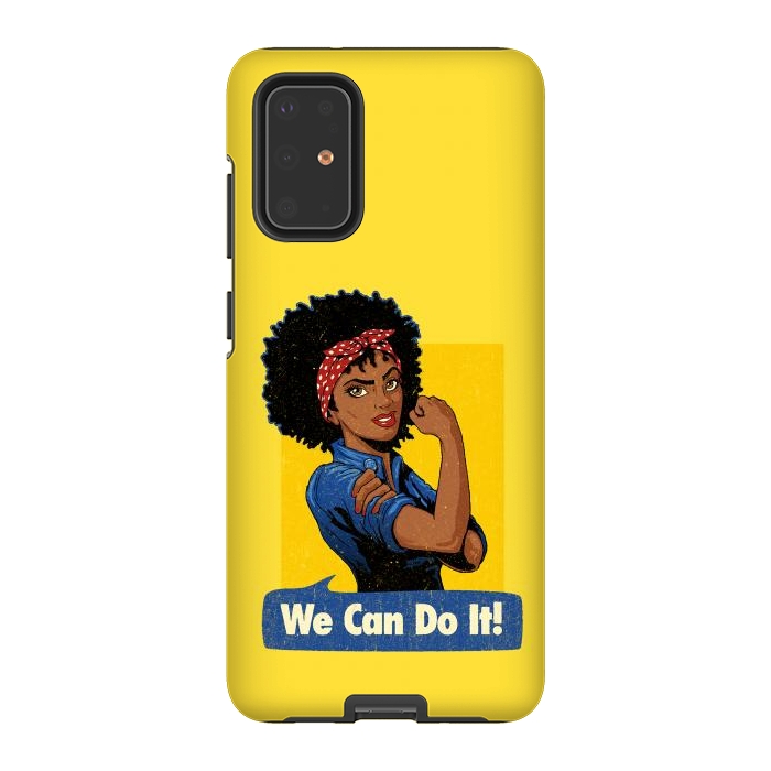 Galaxy S20 Plus StrongFit We Can Do It! Black Girl Black Queen Shirt by Vó Maria