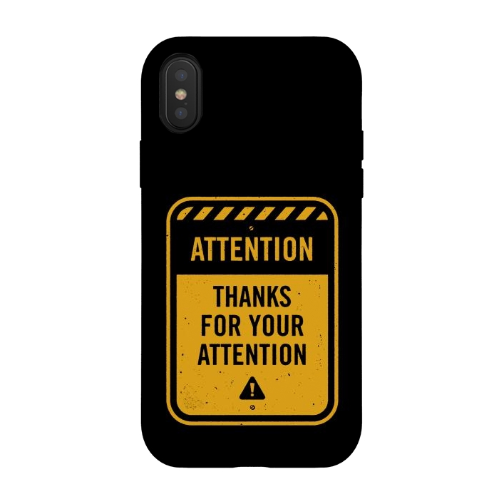 iPhone Xs / X StrongFit Attention Thanks Yellow by Vó Maria
