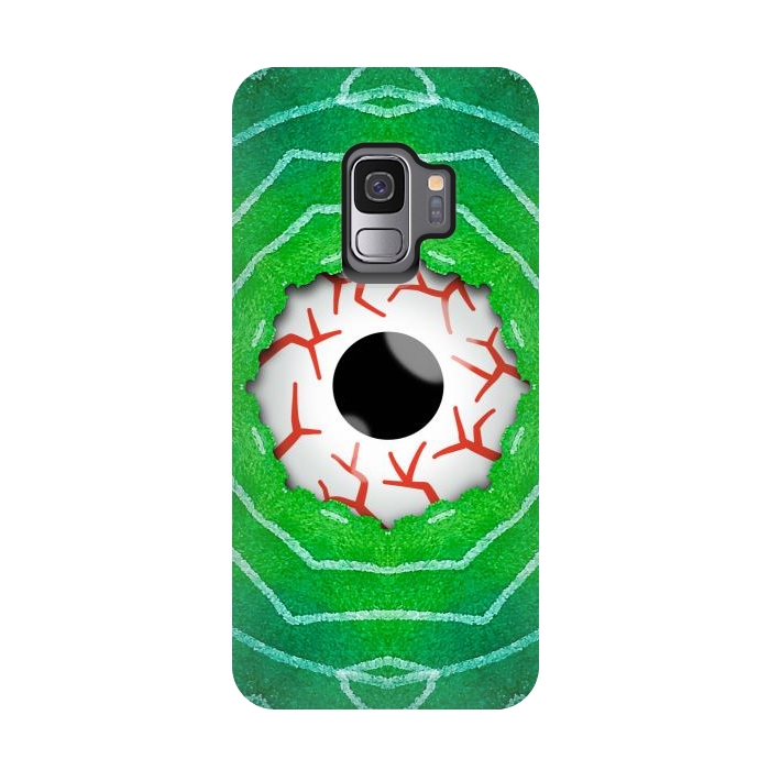 Galaxy S9 StrongFit Creepy Eye Staring Through A Green Hole by Boriana Giormova
