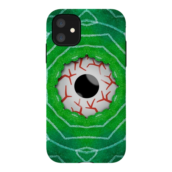 iPhone 11 StrongFit Creepy Eye Staring Through A Green Hole by Boriana Giormova