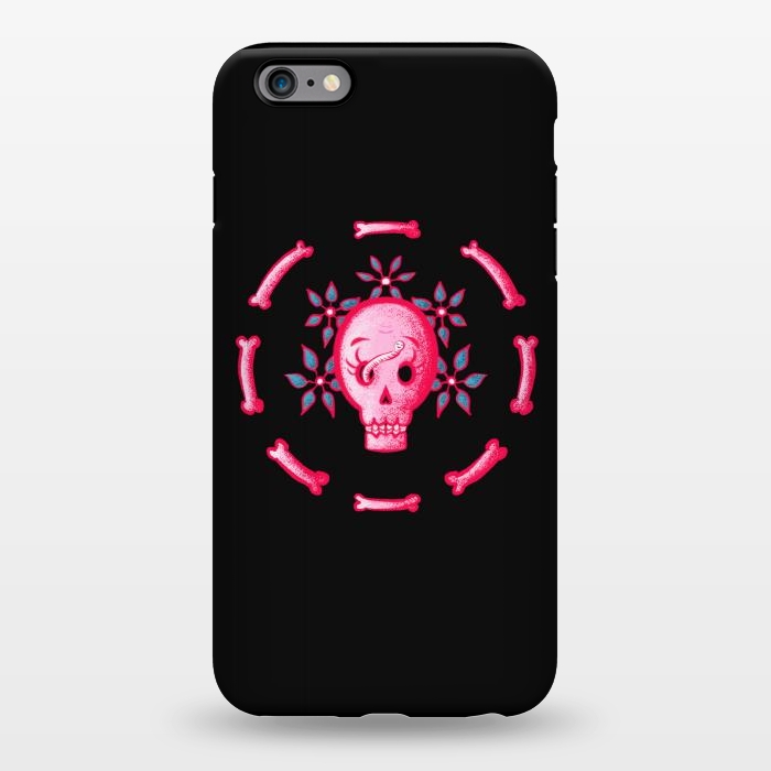 iPhone 6/6s plus StrongFit Funny Skull In Pink With Flowers And Bones by Boriana Giormova